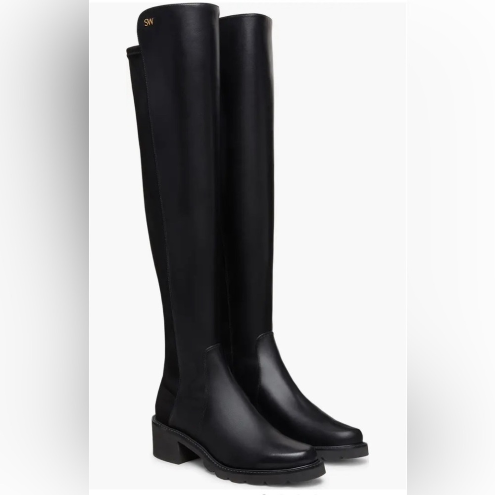 Black Over the Knee Boots with Streamlined Silhouette